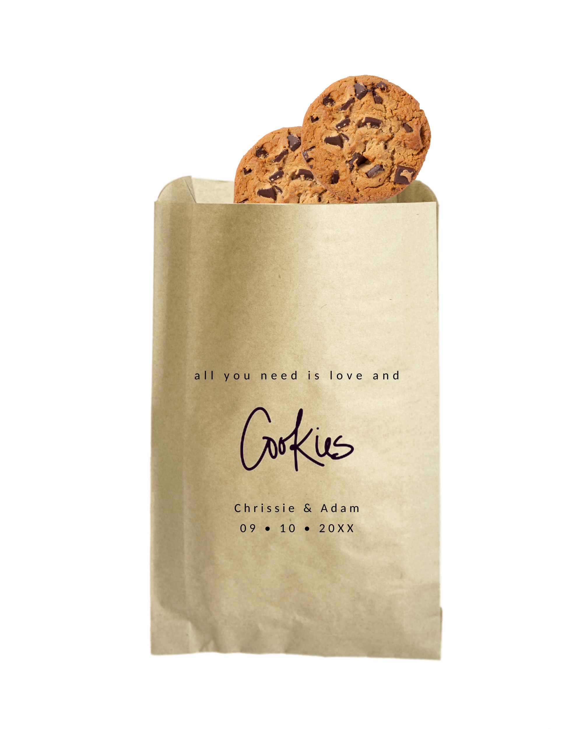 All You Need is Love and Cookies - Brown Party Bags