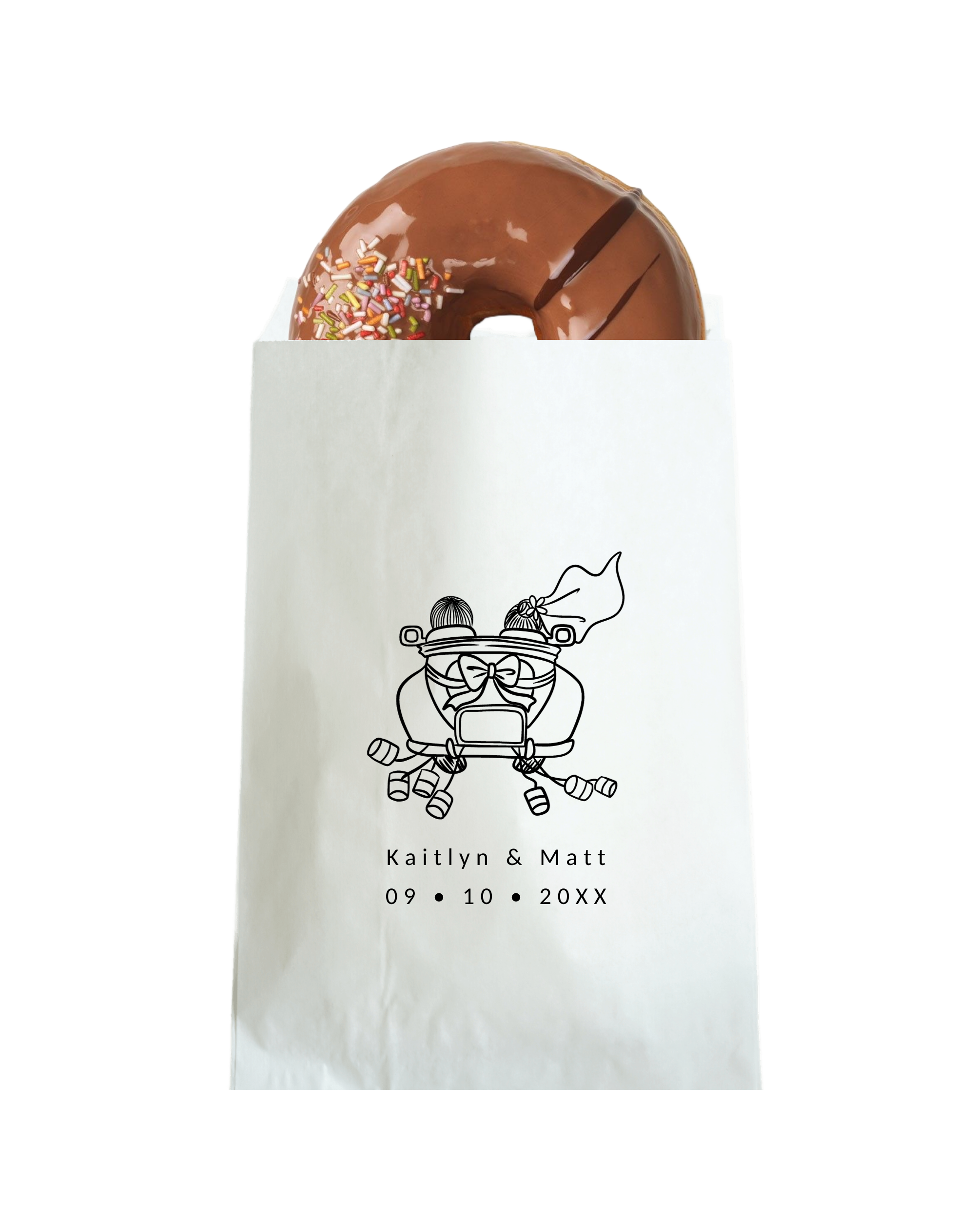 Just Married Wedding Car - White Party Bags