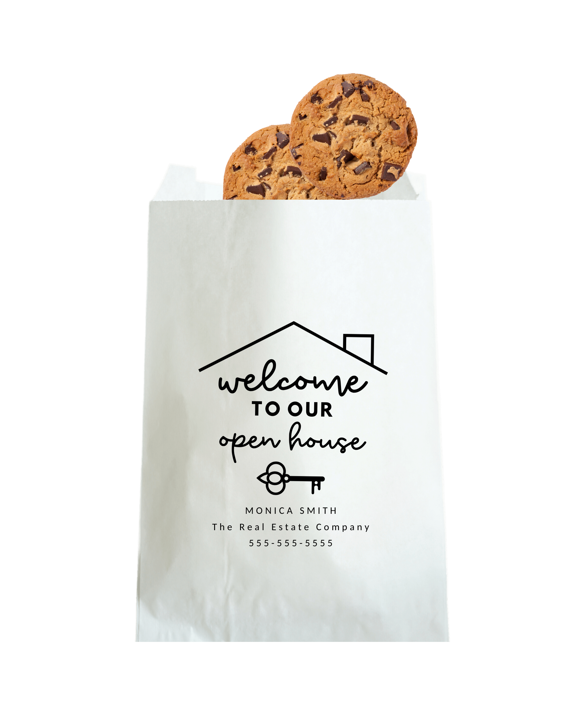 Welcome to Our Open House Personalized Real Estate Treat Bags, Marketing Branding Bags for Real Estate Agents, White grease proof bags, Food Safe bags