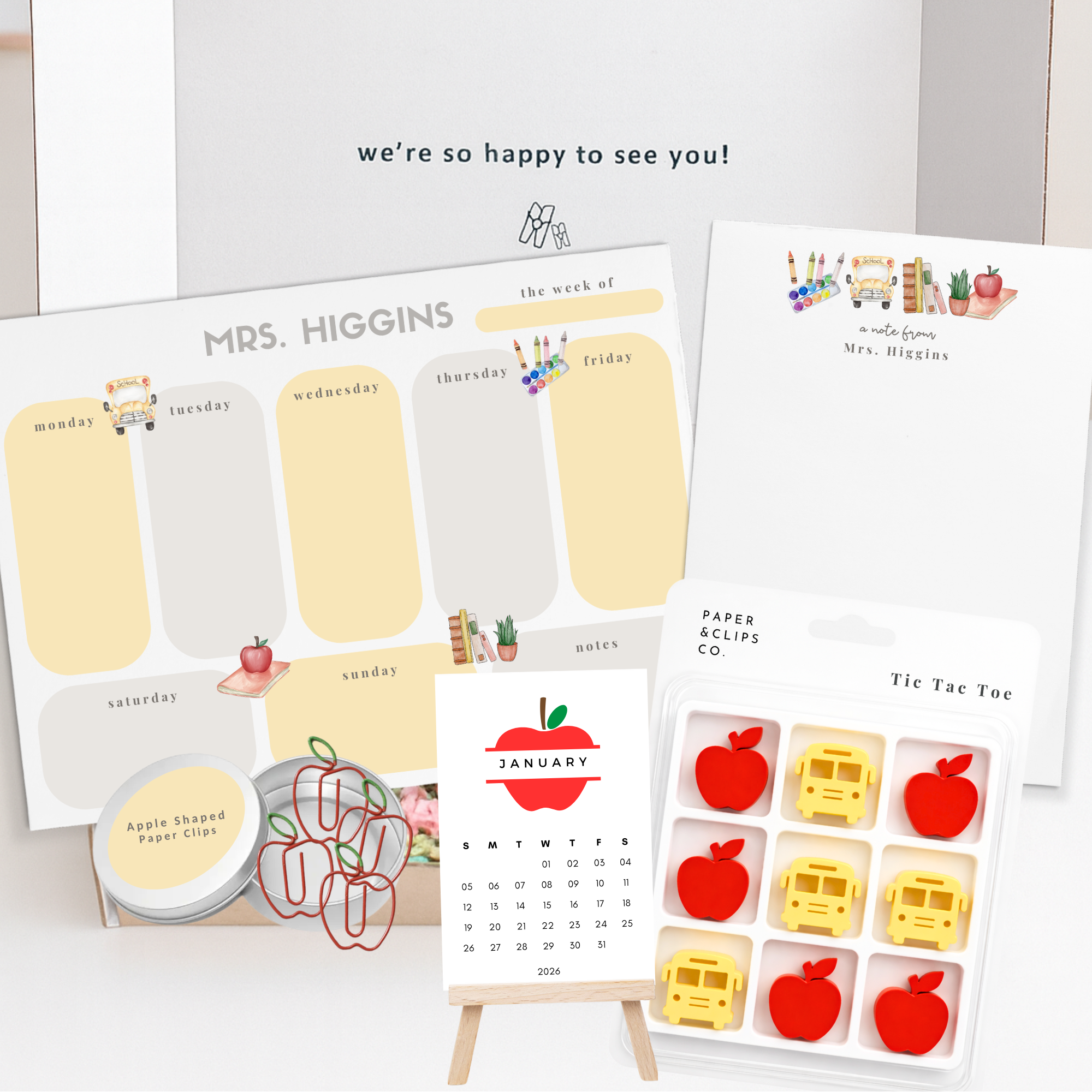 Tic Tac Toe Educator Stationery Set - (6 Color Schemes)