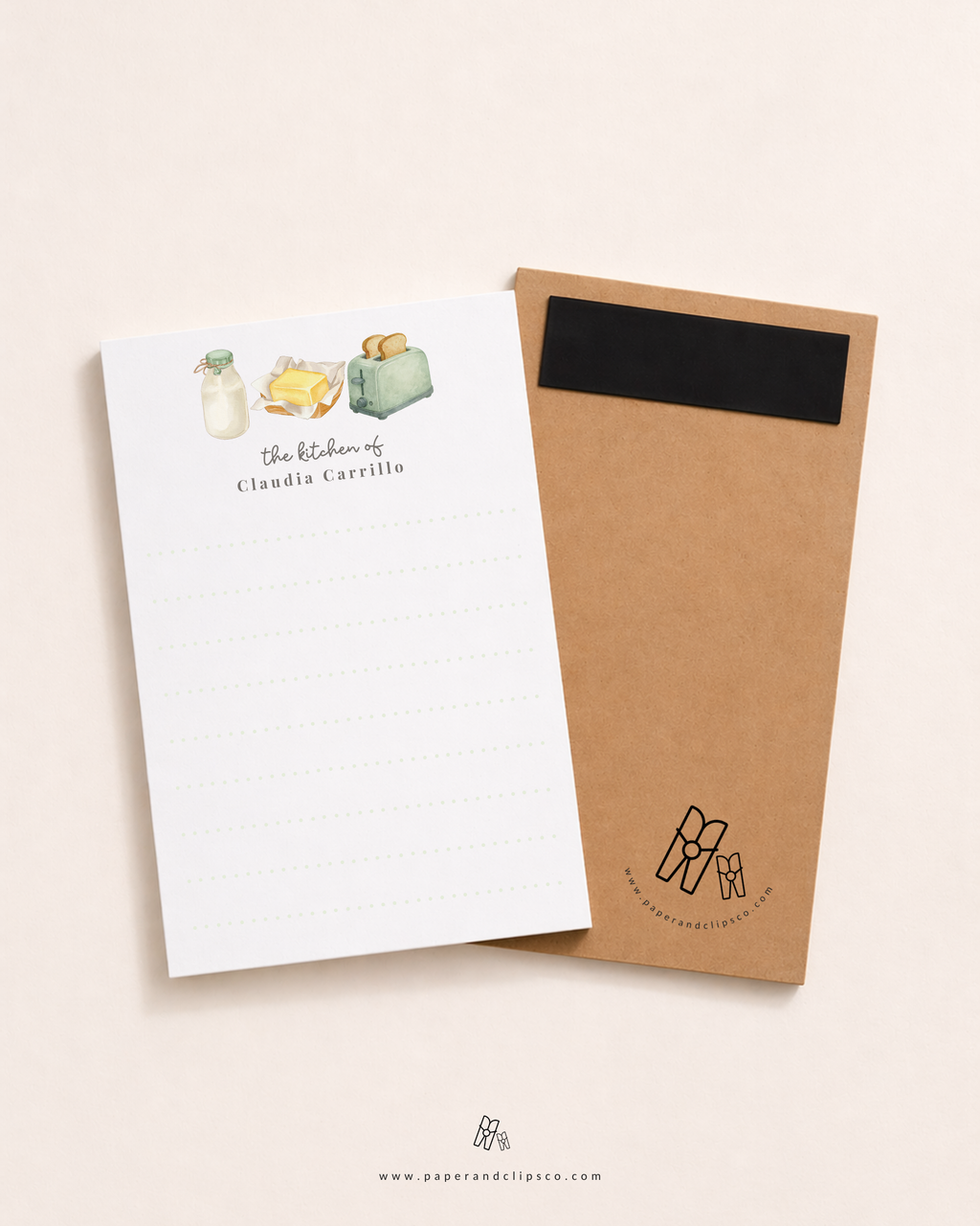 Grocery list notepad with minimalist kitchen design, lined shopping list pad for meal planning and market trips