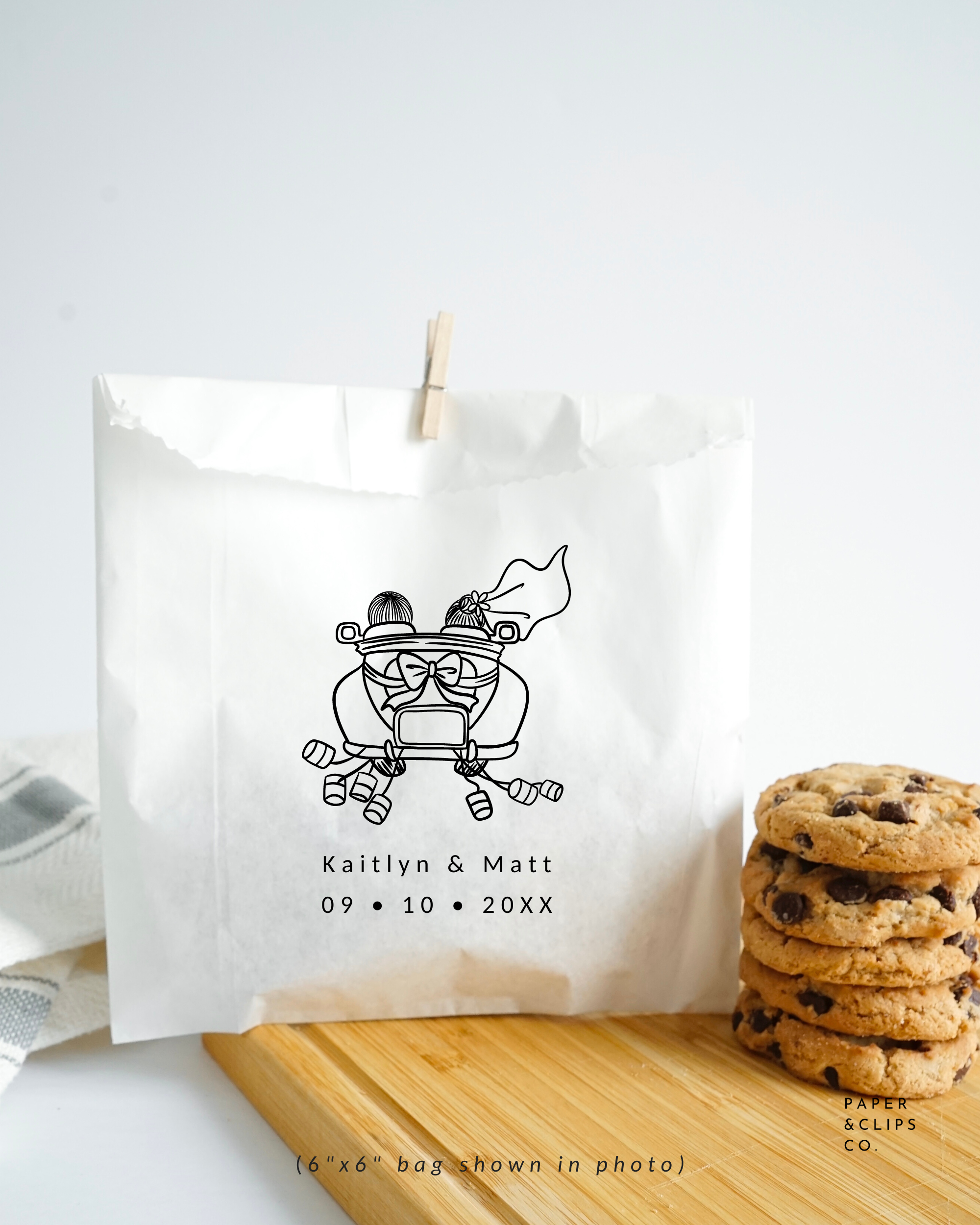 Just Married Wedding Car - White Party Bags