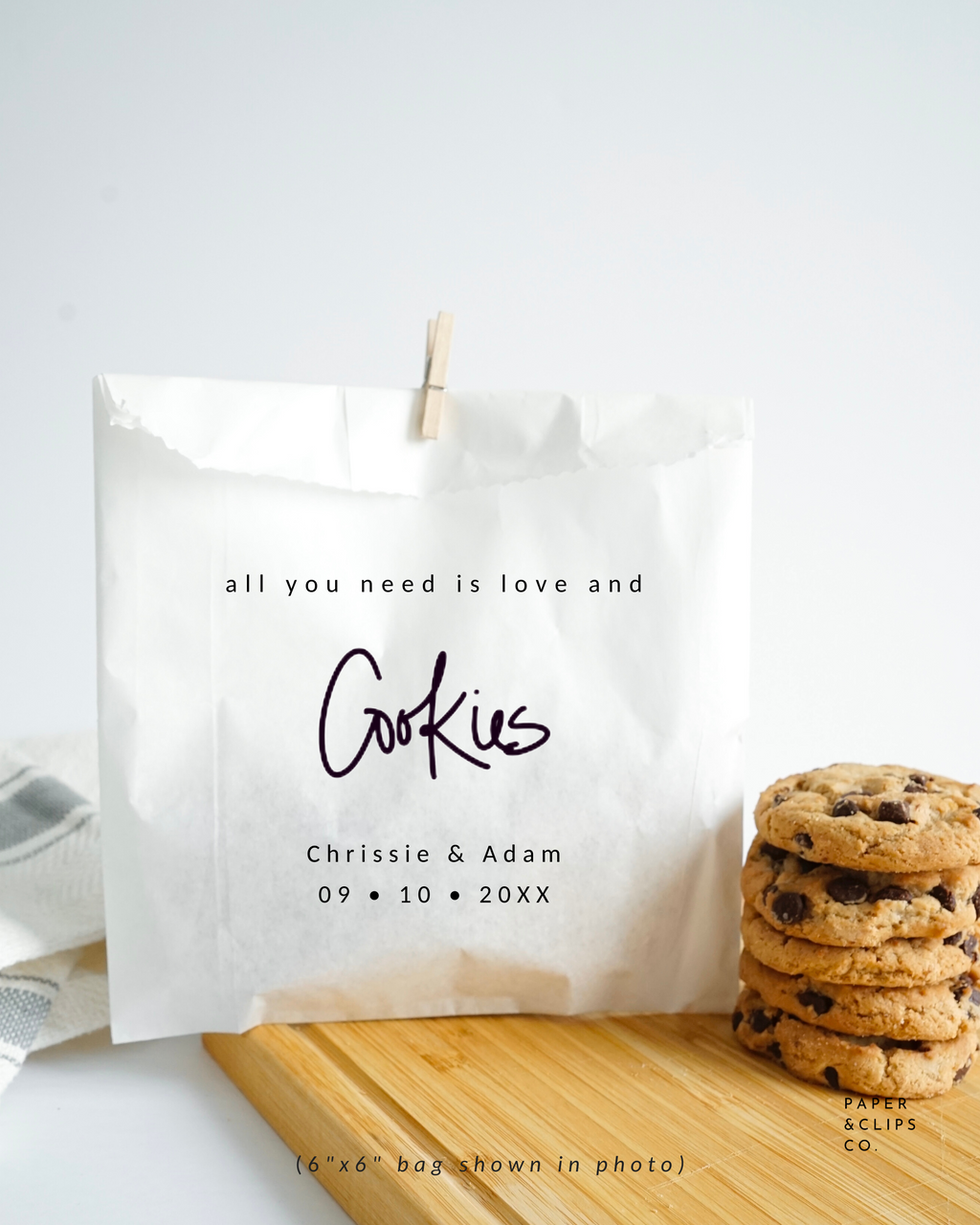 All You Need is Love and Cookies - White Party Bags