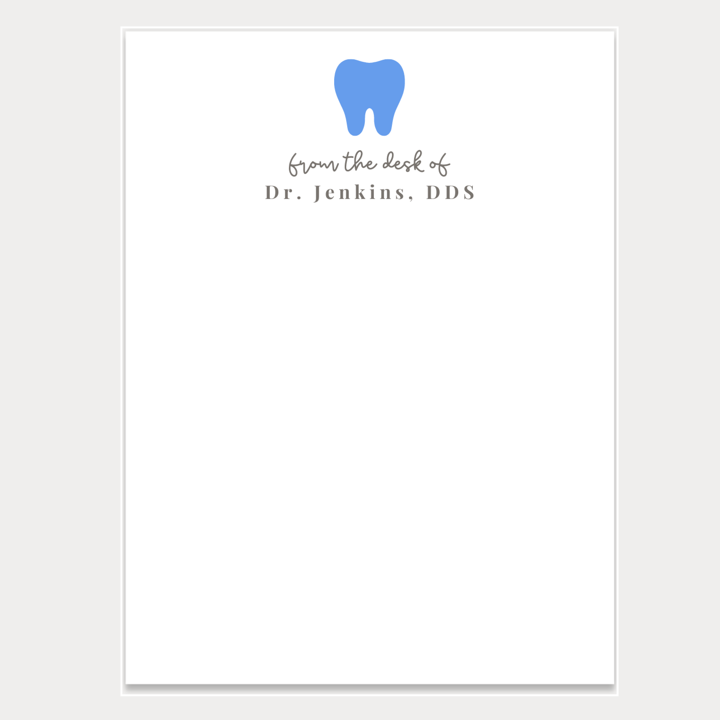 personalized dental tooth notepad, dentist gift notepad, dental assistant stationery